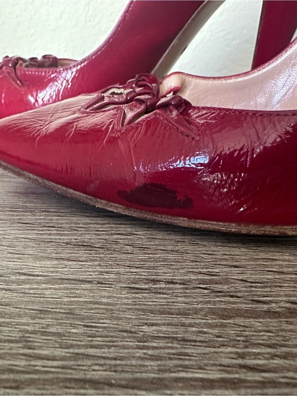 Vintage Sigerson Morrison Size 6.5 Red Patent Leather Pointed Toe Stiletto Heels